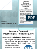 Learner-Centered Psychological Principles (LCP) : Learning Outcomes