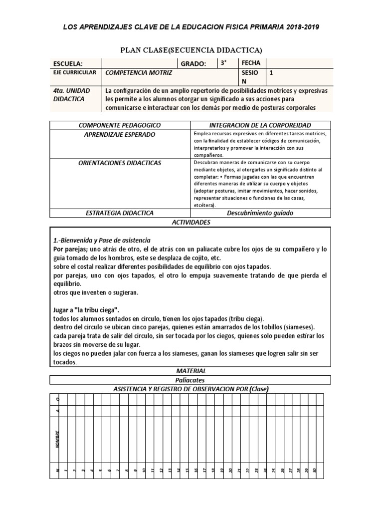 Planes Clase de Primaria Tercer Grado 4ta Unidad Didactica | PDF ...