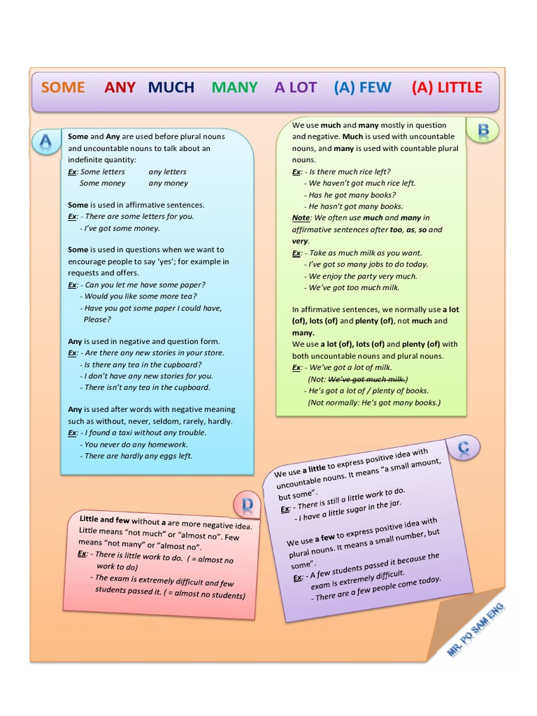 Quantifiers Material (BEG) 1 | PDF | Noun | Plural