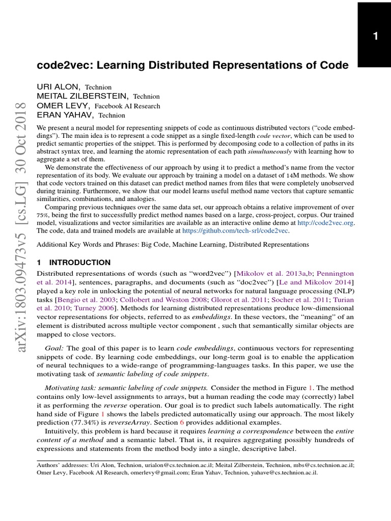 Learning Distributed Representations Of Code