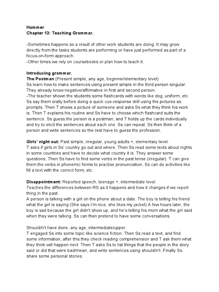 Techniques for Teaching Grammar | PDF | Question | Grammar