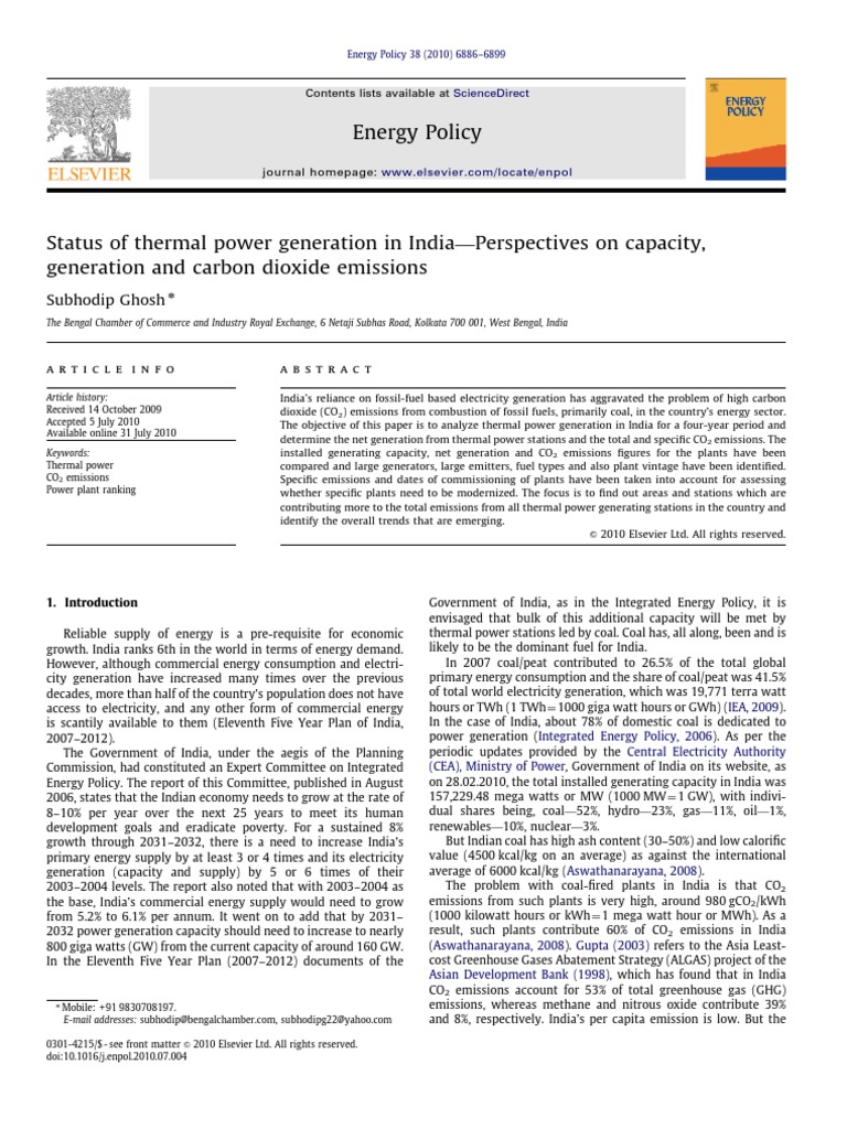 Status of Thermal Power Generation in India | PDF | World Energy ...