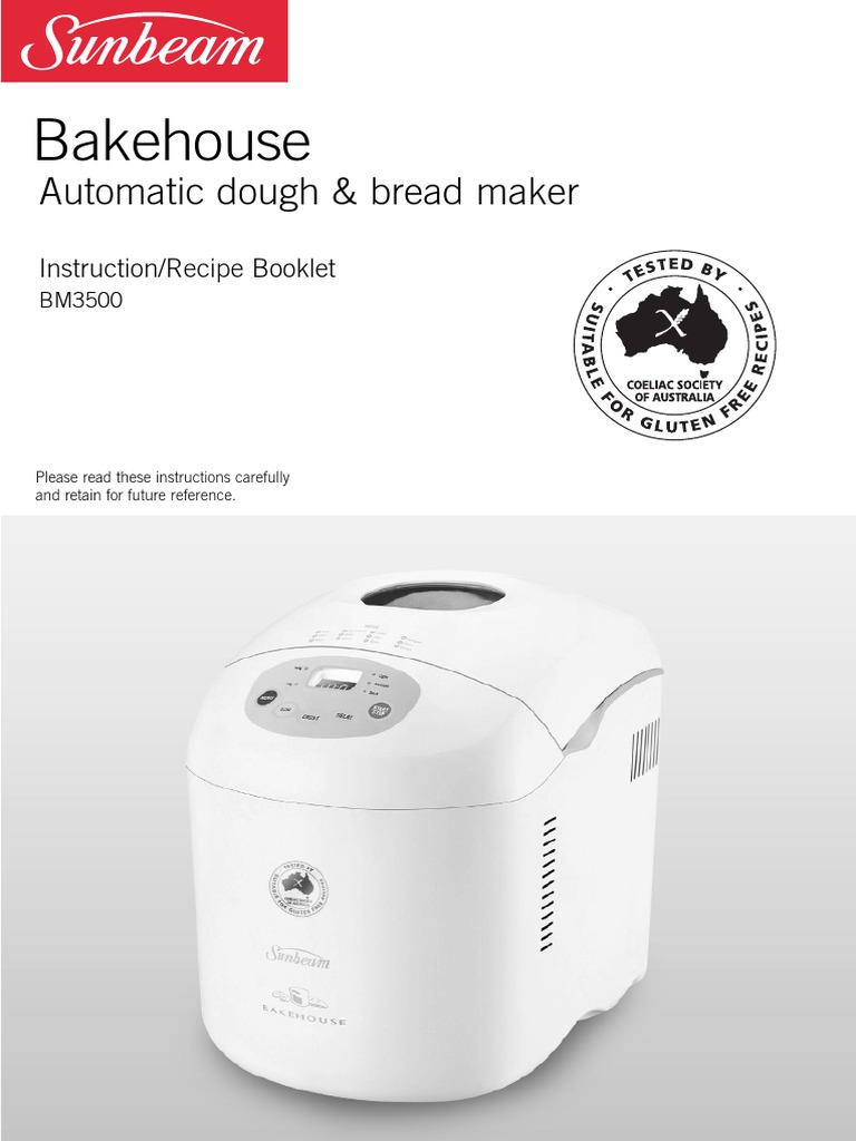 Sunbeam Bakehouse BM3500 Instruction and Recipe Book PDF Breads