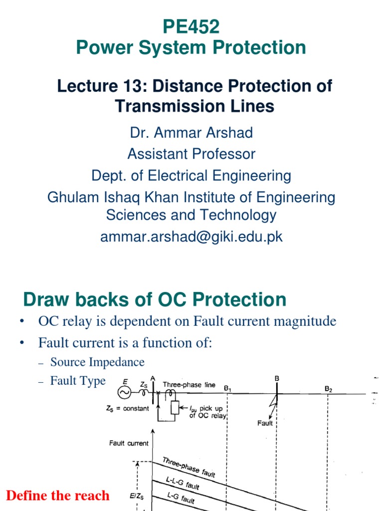 PE452 Lect13 Distance Protection of Transmission Lines PDF