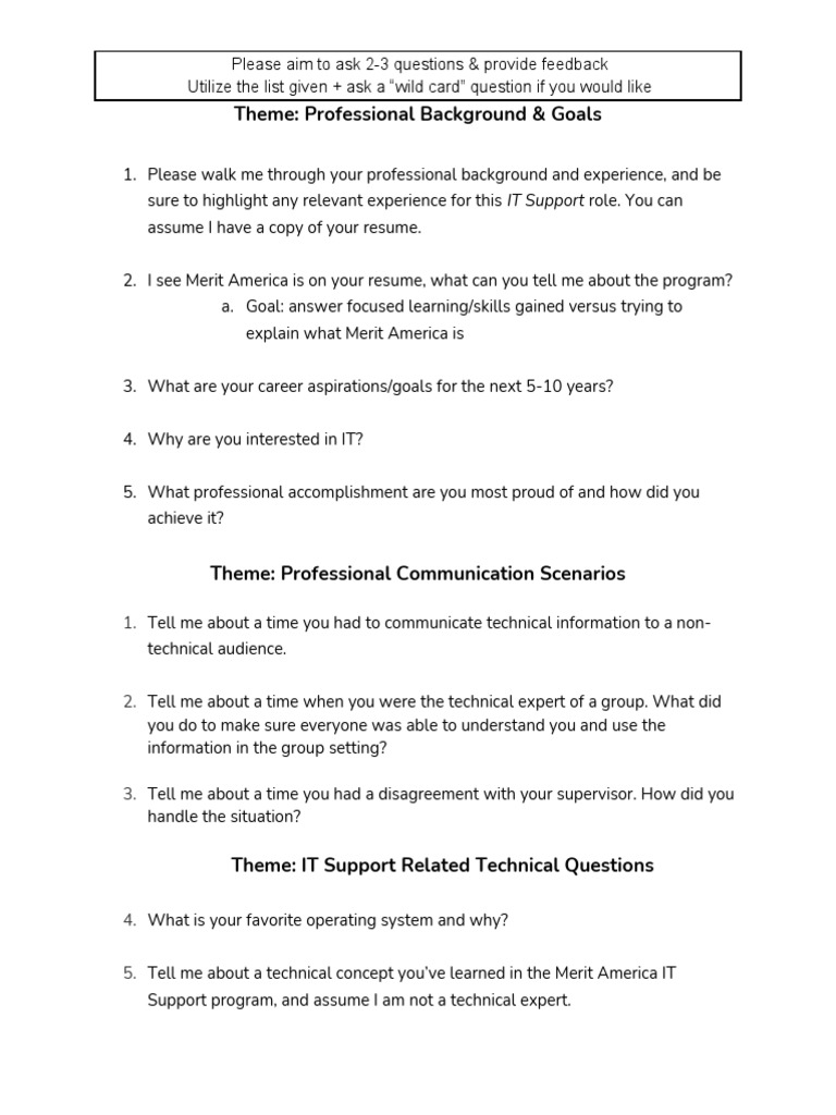 IT Support Interview Question Guide | PDF | Motivation | Motivational