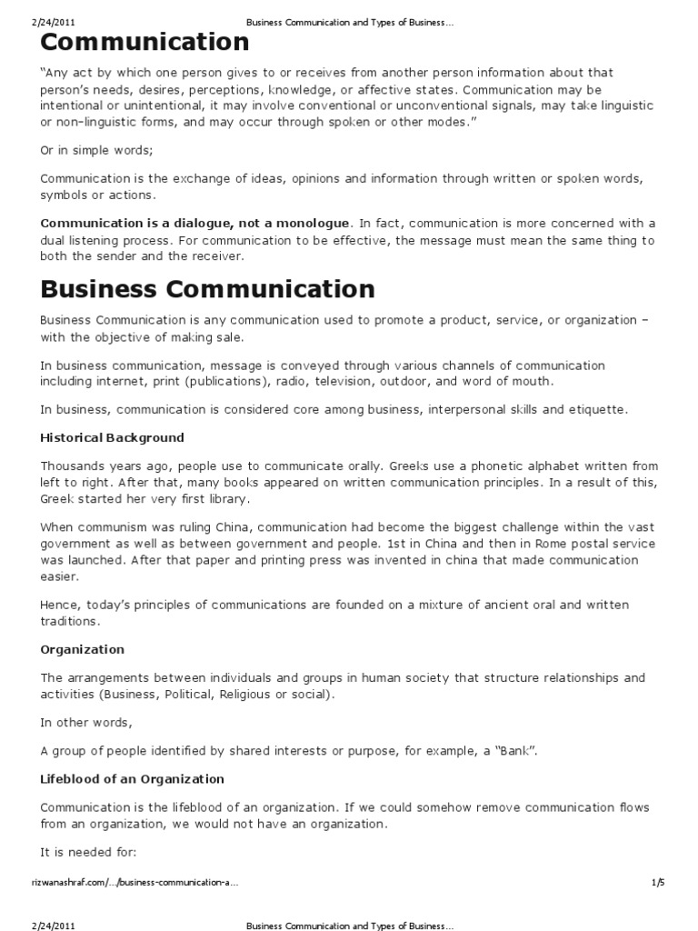 Business Communication & Its Types | PDF | Communication | Cognition