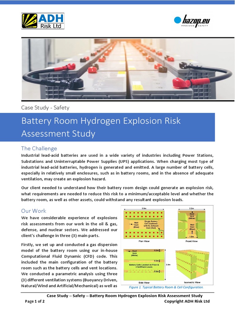Case Study Battery Room Explosion Risk Assessment Study PDF Risk