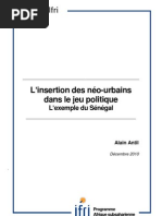 Alain ANTIL - L'insertion des néo-urbains dans le jeu politique. L'exemple du Sénégal.