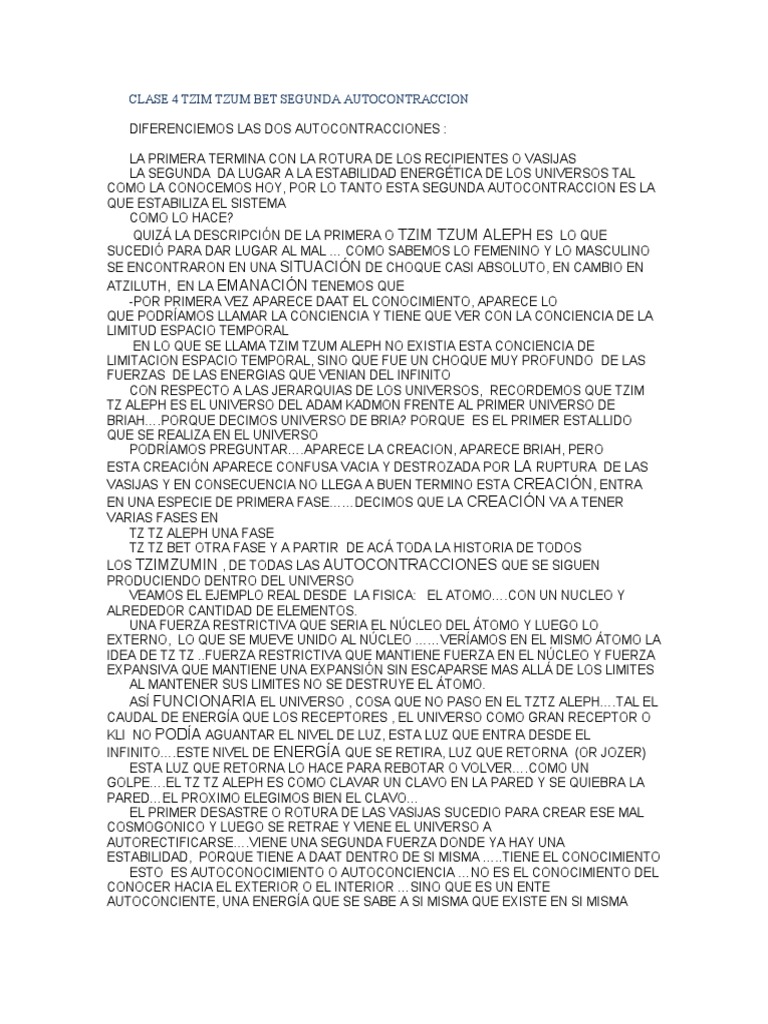 Autocontracción en Tzim Tzum Bet | PDF | Universo | Kábala