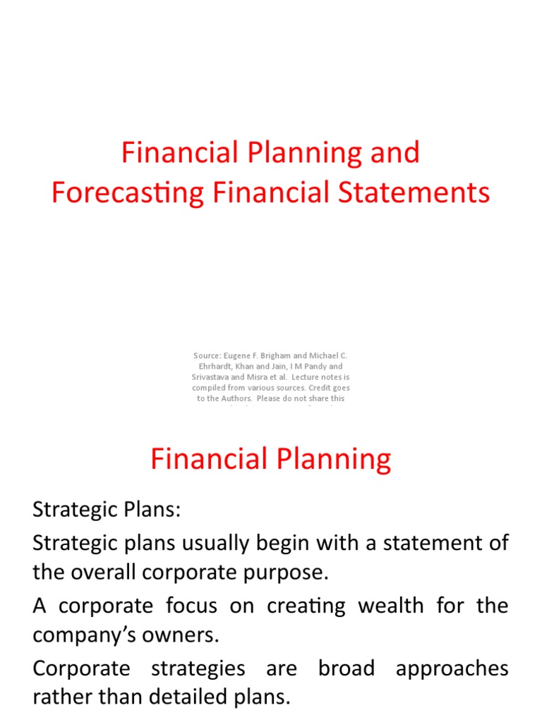 Financial Planning and Forecasting Guide | PDF | Equity (Finance ...