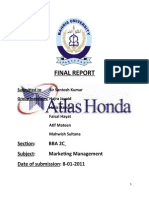 Final Report: Section: Bba 2C Subject: Marketing Management Date of Submission: 8-01-2011