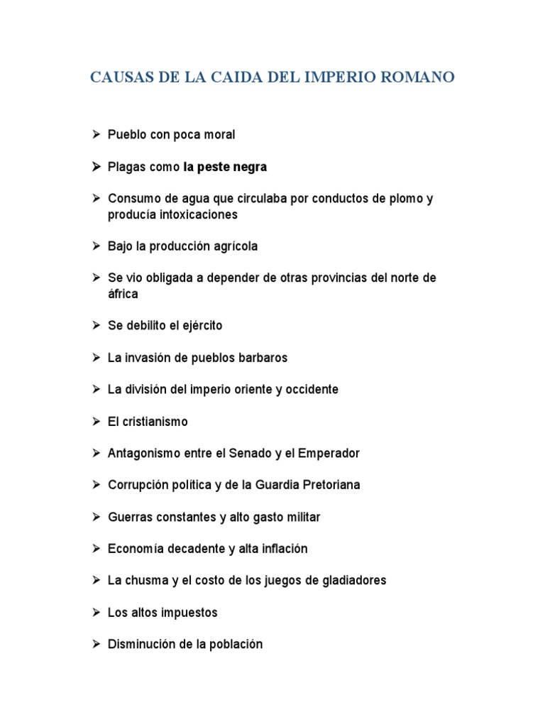 Causas de La Caida Del Imperio Romano | PDF | Historia | Clásicos