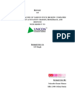 Eport ON Omparative Analysis OF Various Stock Broking Companies ON THE Basis OF Activation Charges Brokerage AND Services With Respect TO