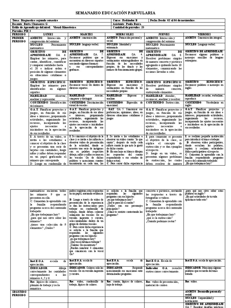 Planificación 13 | PDF | Educación de la primera infancia | Comunicación