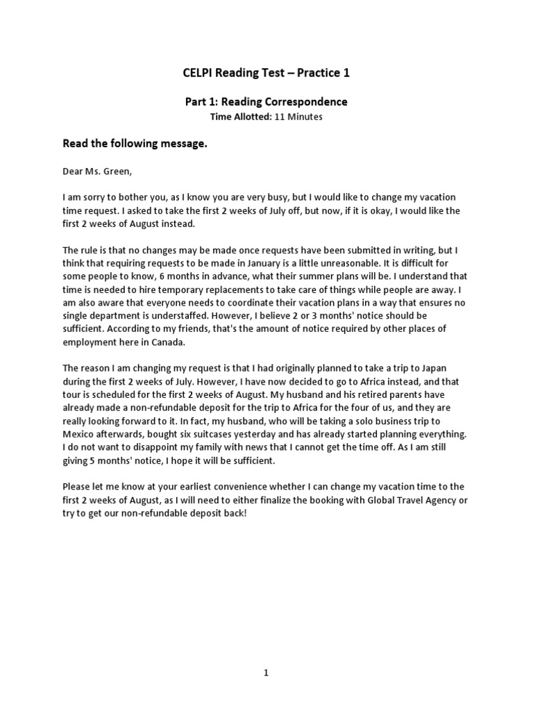 Celpip Reading Practice Pdf