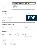 PHYSICS FORMULA SHEET SPH 4U