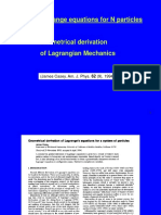 Lecture 1: Lagrange equations for N particles geometrical derivation