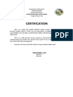 Letter Certification Sample Only