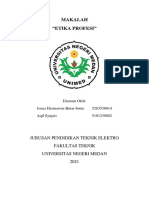 Makalah "Etika Profesi": Jurusan Pendidikan Teknik Elektro Fakultas Teknik Universitas Negeri Medan 2021