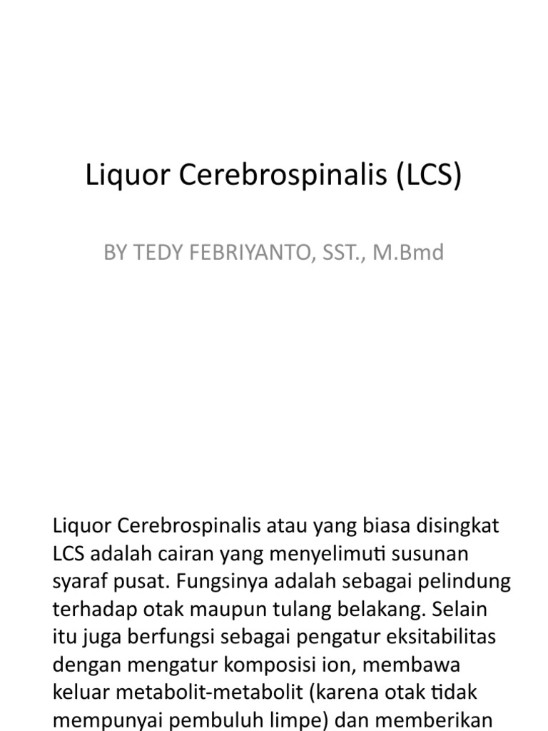 Liquor Cerebrospinalis (LCS) PDF