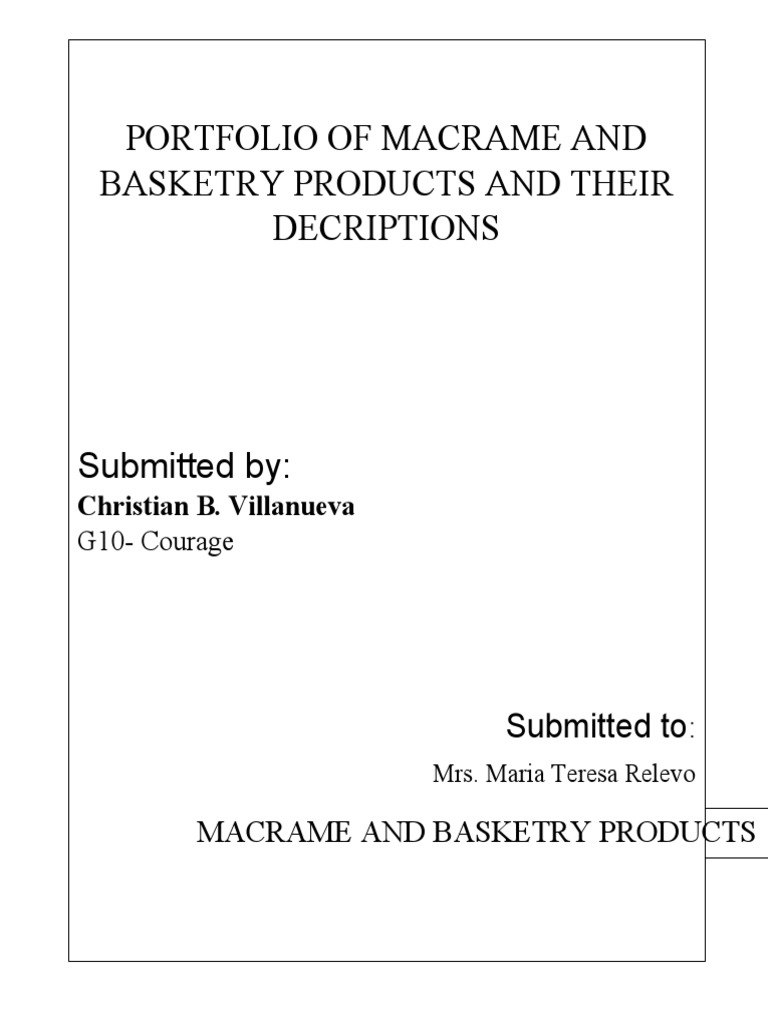 Portfolio of Macrame and Basketry Products and Their Decriptions