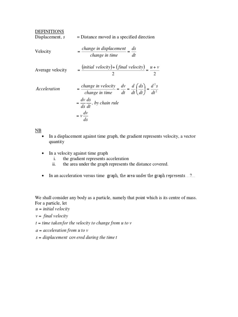 Equations of Motion in A Straight Line With Uniform Acceleration | PDF ...