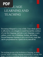 Intro To LANGUAGE LEARNING AND TEACHING