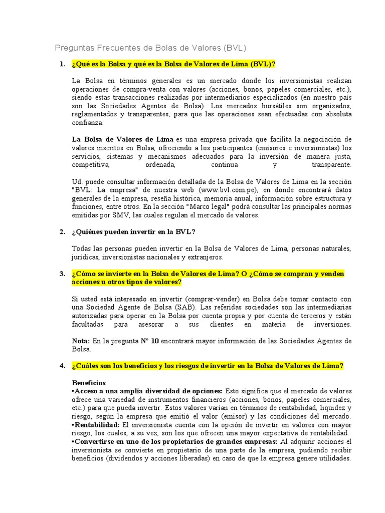 Beneficios de Invertir en la BVL | PDF | Bolsa | Compartir (Finanzas)
