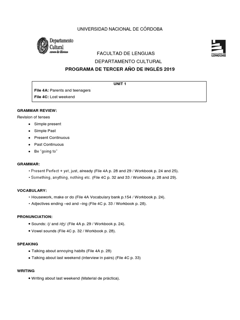 English Language Program Overview 2019 | PDF | Perfect (Grammar ...