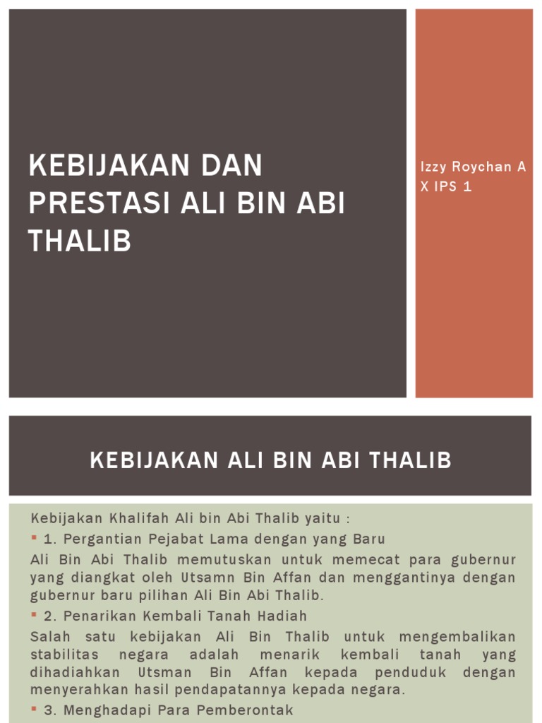 Kebijakan Dan Prestasi Ali Bin Abi Thalib 1 Pdf