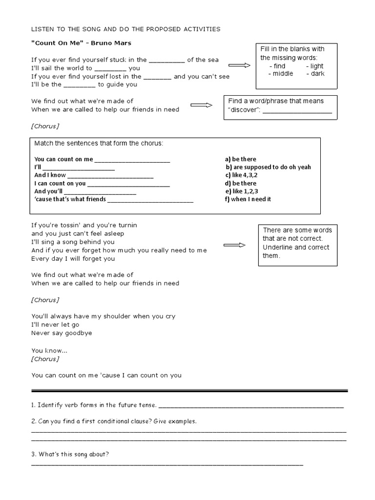 Count On Me Lyric Pdf Morphology Human Communication