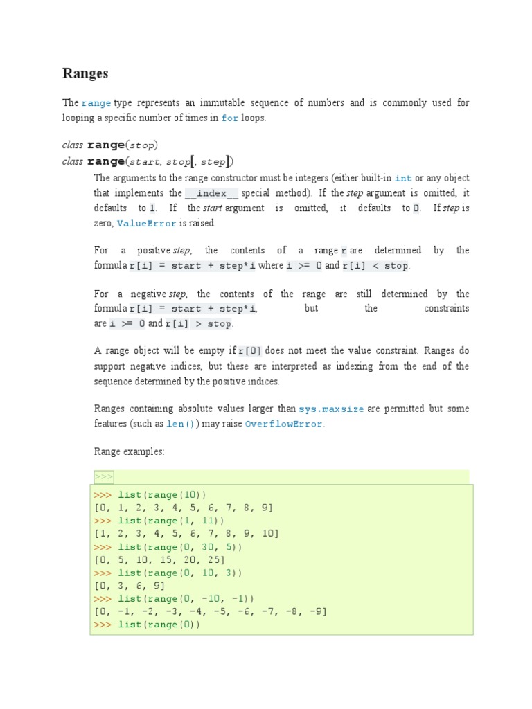 Ranges Range Range PDF String Science) Code