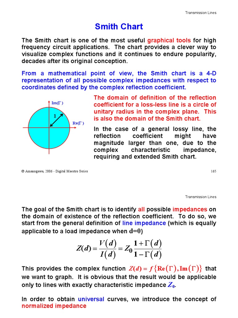 Smith Chart Tutorial | PDF | Electrical Impedance | Transmission Line
