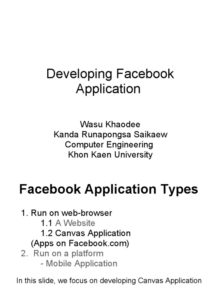 Developing Facebook Canvas Applications | PDF | Facebook | Internet & Web