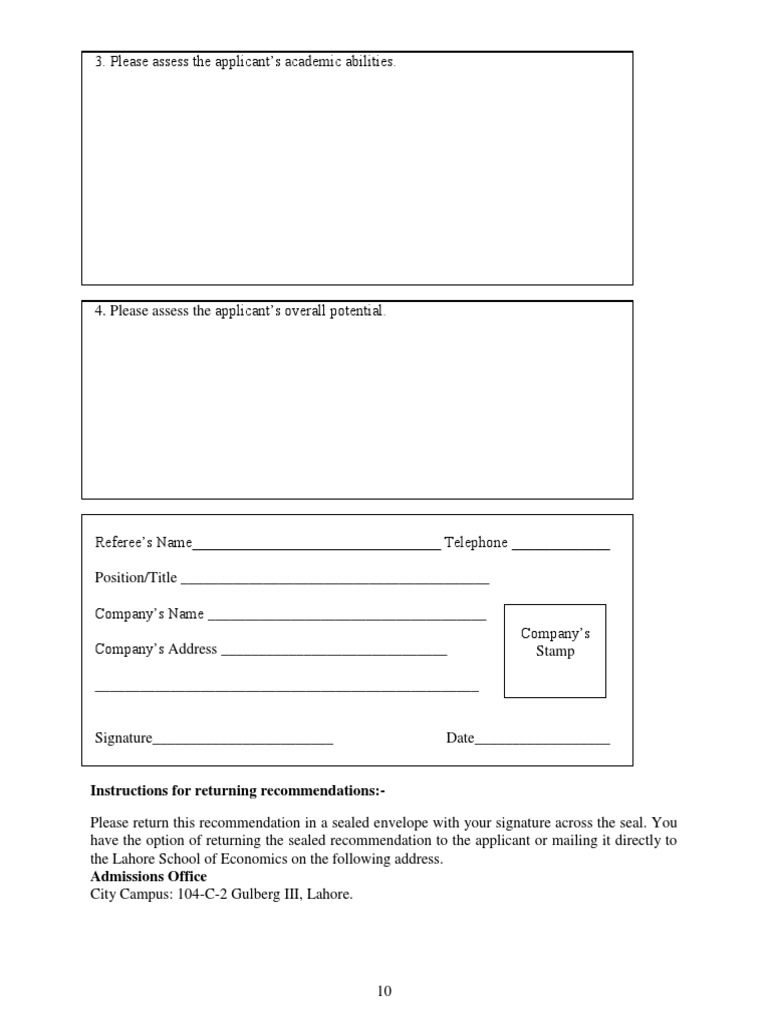 College Application Recommendation Form | PDF | Career & Growth ...