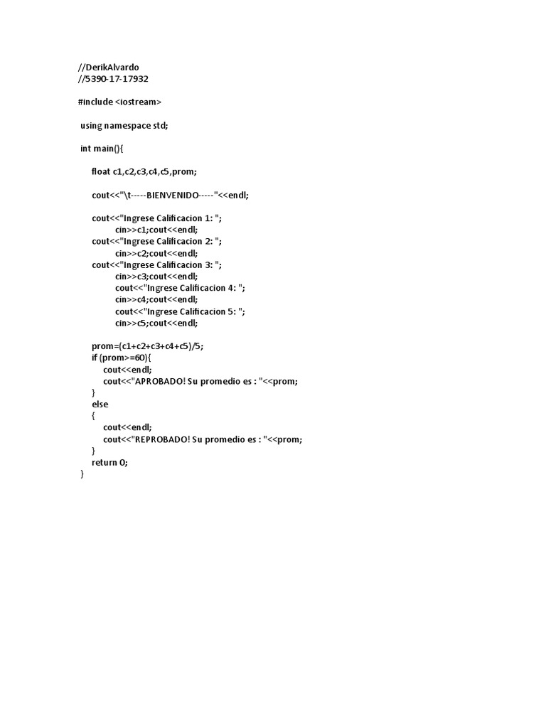 CodigoNotasDeUnAlumno Aprobado Reprobado | PDF