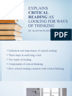 Explains Looking For Ways of Thinking: Critical Reading As