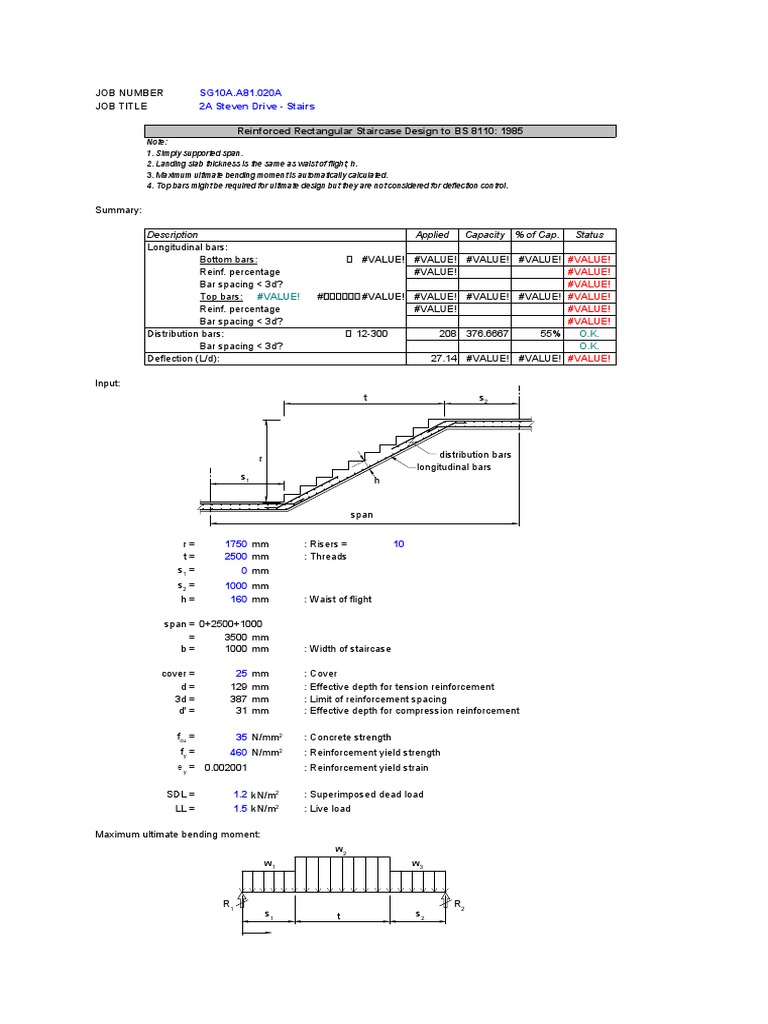 Reinforced Staircase Design SG10A | PDF | Stairs | Continuum Mechanics