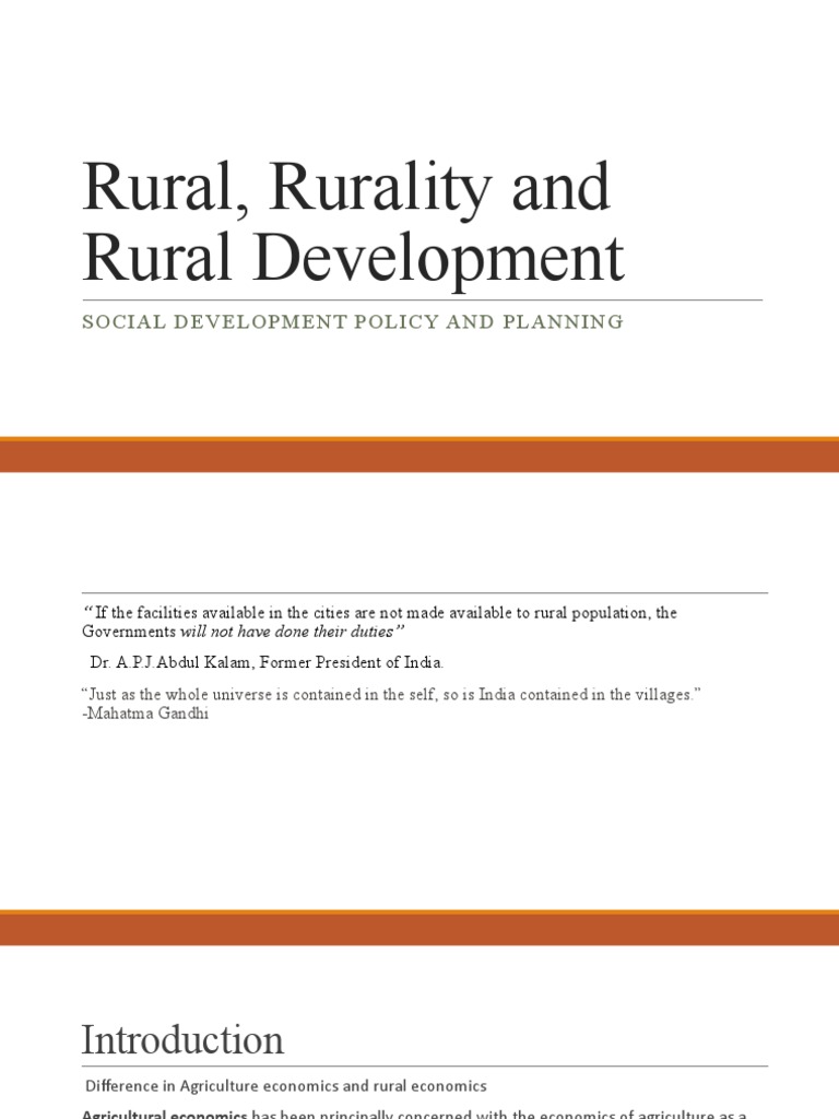 Rural, Rurality and Rural Development | PDF | Rural Development ...