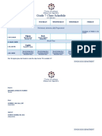 Grade 7 Class Schedule. Teacher's