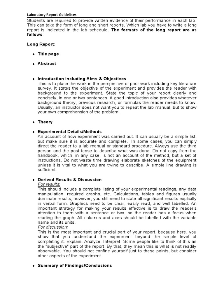 Laboratory Report Guidelines PDF Experiment Laboratories