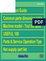 Service Tool Guide Common Parts Dimension Table Machine Model - Tool List Table Useful 100 Parts & Service Operation Tips Not Supply Part List