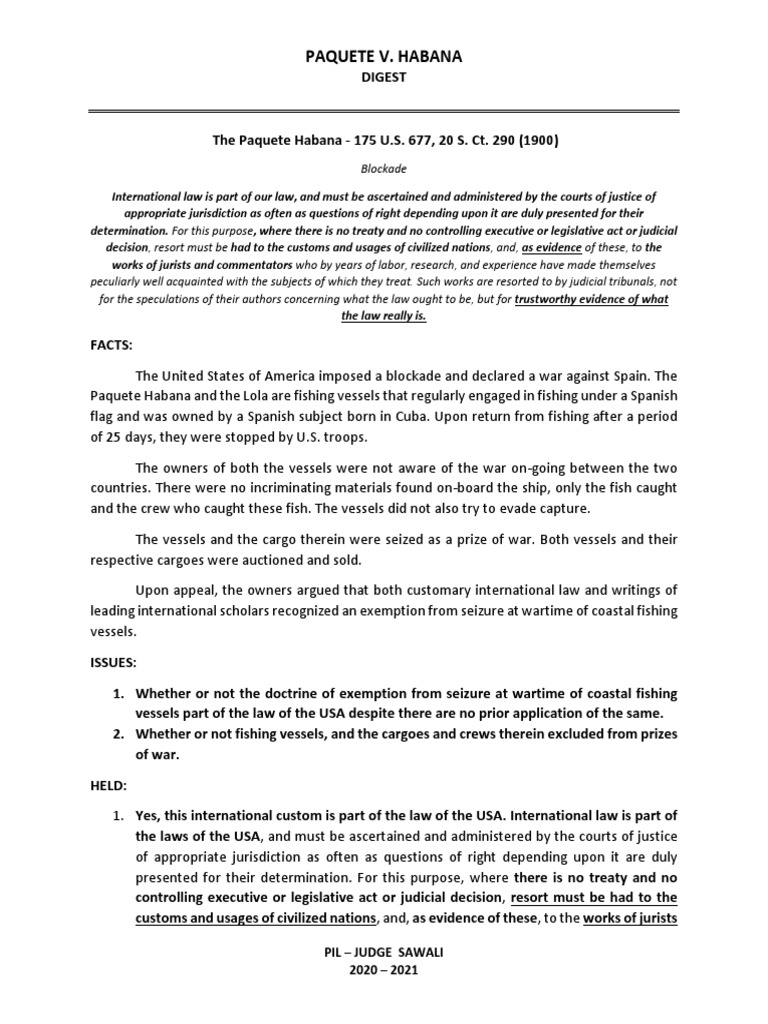 Paquete V Habana Digest W FULL Download Free PDF Government