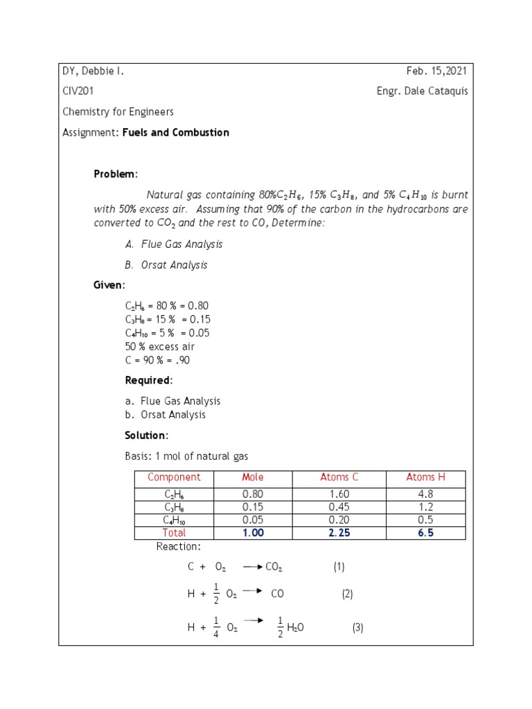Flue Gas Analysis and Orsat Analysis PDF Mole (Unit) Hydrocarbons