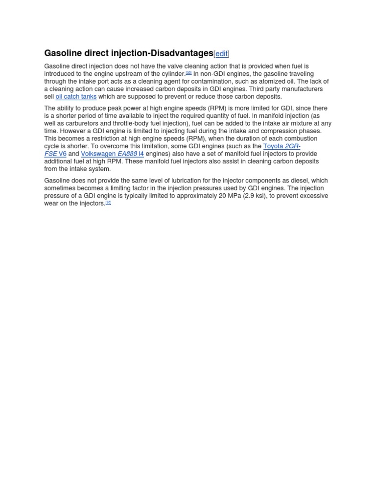 Gasoline Direct InjectionDisadvantages PDF