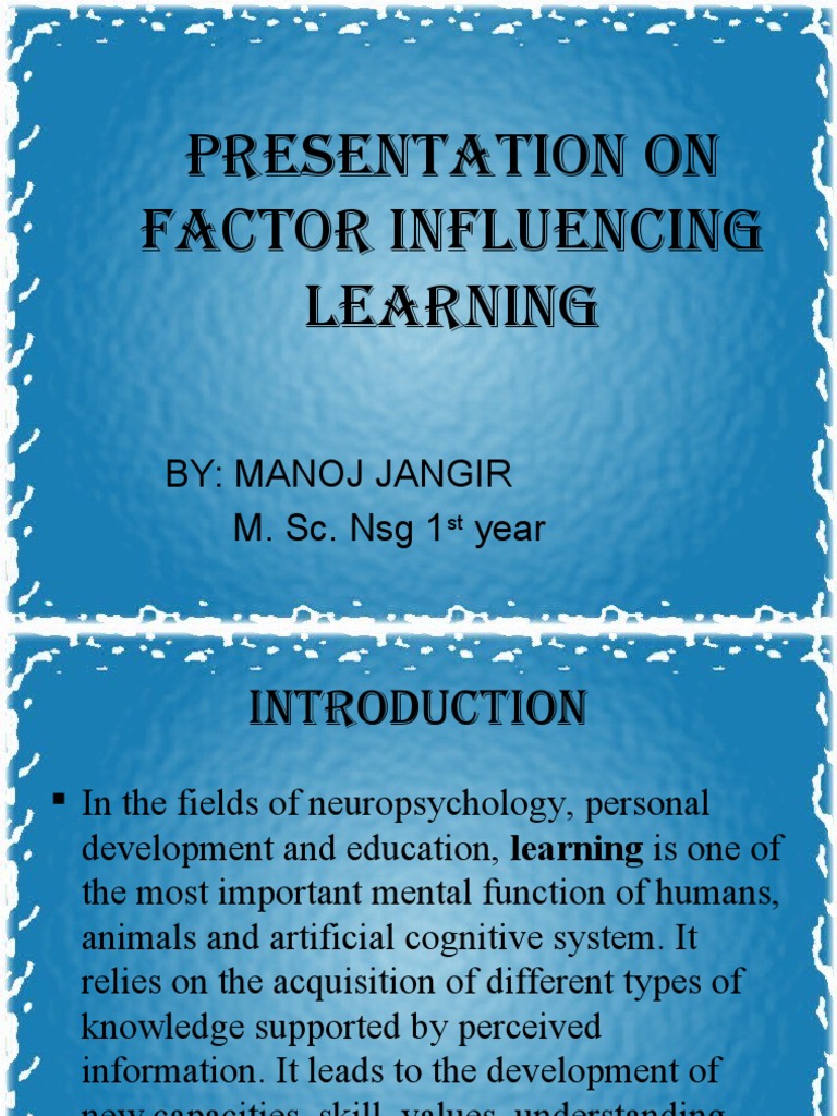 Factors Influencing Learning Process | PDF | Motivation | Motivational