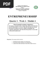 Entrepreneurship: Quarter 1 - Week 4 - Module 4