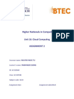 Higher Nationals in Computing: Unit 16: Cloud Computing Assignment 2