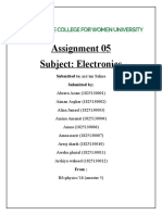 Assignment 05 Subject: Electronics: Submitted To Ma'am Salma Submitted by