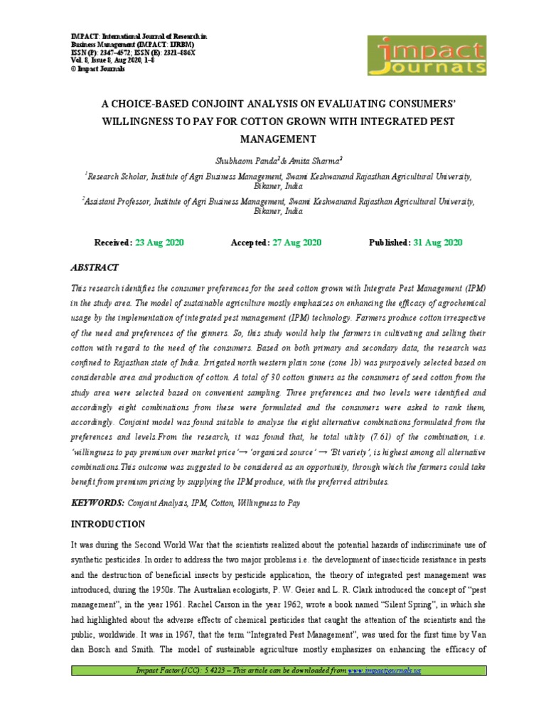 Ijrbm - A Choice-Based Conjoint Analysis On Evaluating Consumers' | PDF ...
